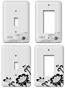black and white jeweled fleur design wallplate